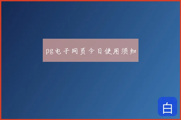 pg电子网页今日使用须知